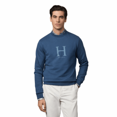 H logo crew-neck sweat dark denim blue