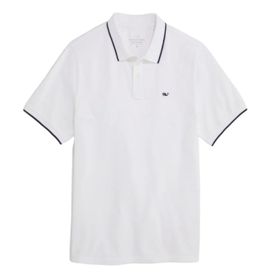 Heritage tipped pique polo white