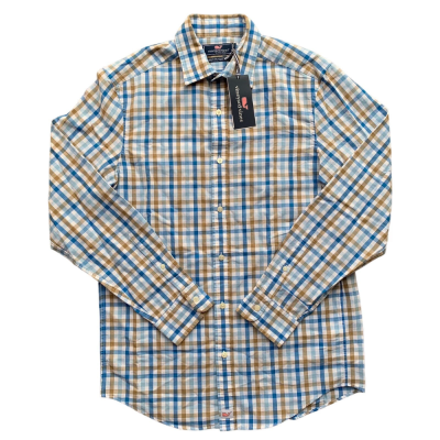 Camisa cuadriculada manga larga white