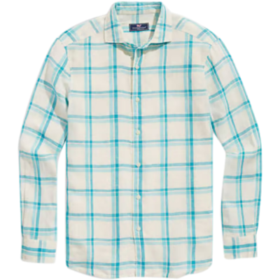 Camisa cuadriculada manga larga white/aqua