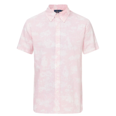 Polo mens - camisa p/h pink/white
