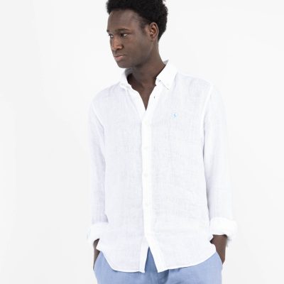 Camisa manga larga lino el ganso blanco